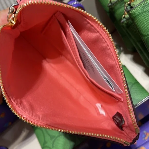 Coach Corner Zip Wristlet With Mini Vintage Rose Print Pink Lemonade Multi - Picture 8 of 16